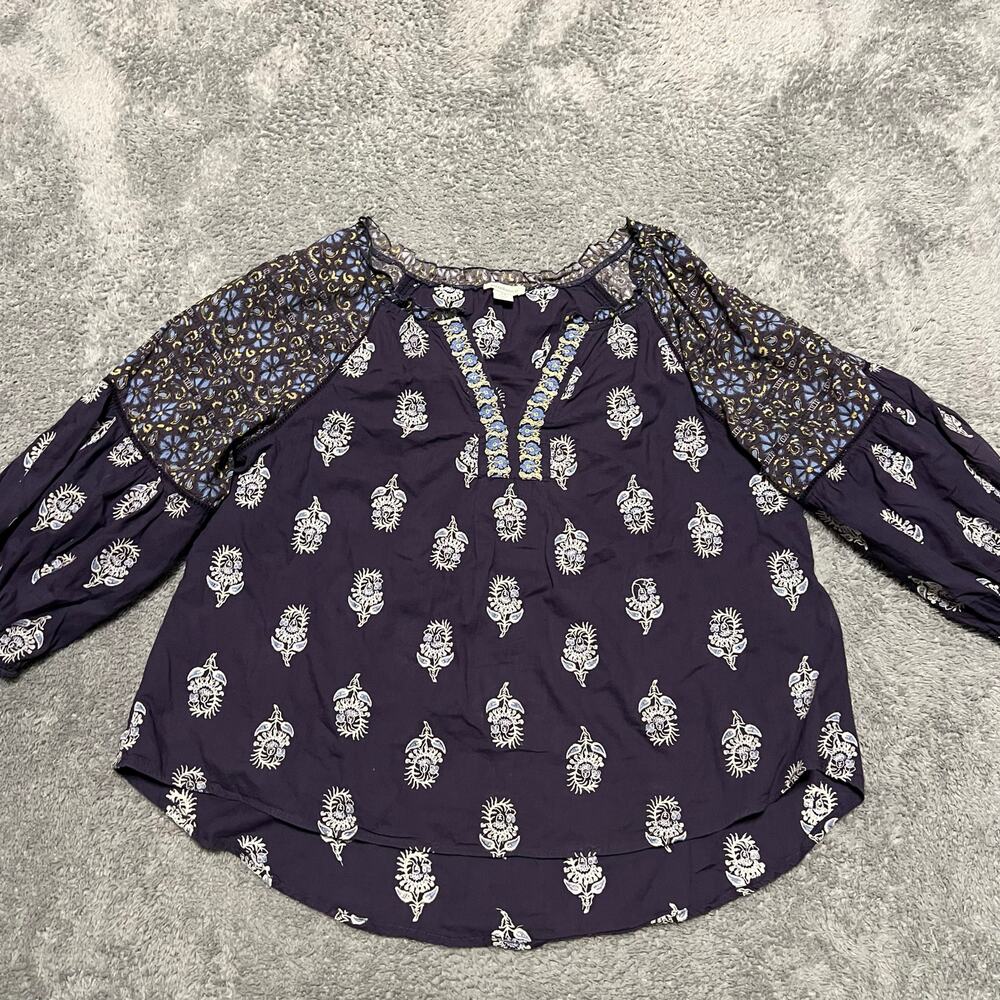 Sundance Shirt Women Small P Embroidered Lost in Time Top Eclipse Myriad Balloon